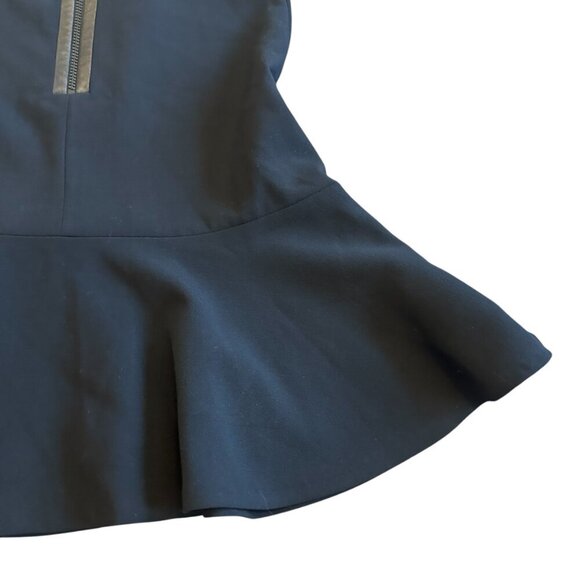 Sandro Black Silk Blend Dress Sleeveless Party Vegan Leather Trim Size 2 Medium - Picture 9 of 11